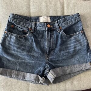 Everlane Womens Size 27 The Denim Short Relaxed Roll Cuff Hem‎ All Cotton Blue
